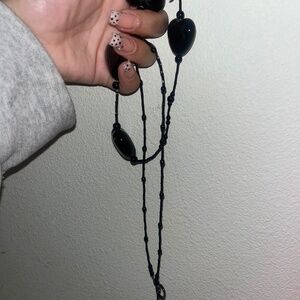 Long glass heart necklace